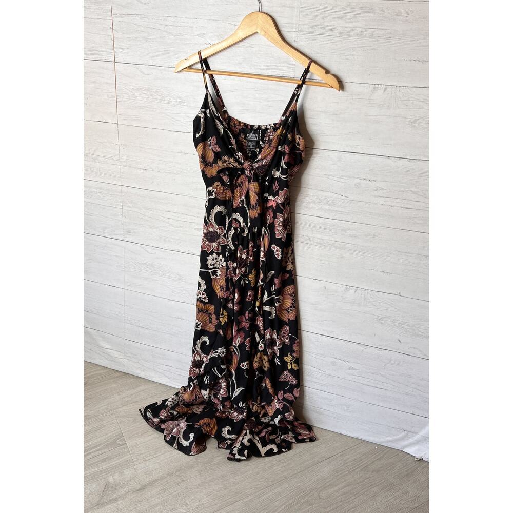 Angie Dress Womens SZ Medium Earth Tones Bishop Dress Paisley Floral Twist Front - Picture 5 of 16